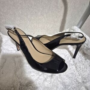 NEW Ann Taylor Glossy Black Slingback Heels..SIZE:10M